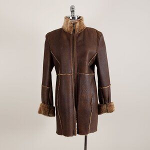 Vintage Reilly Olmes 100% Shearling Leather and fur lining Mid Length Coat